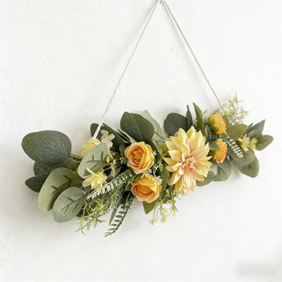 Couronne de linteau artificielle à fleurs séchées