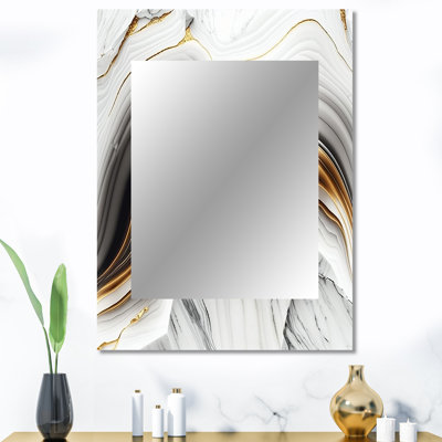 Abstract Geode Waves Grey III - Abstract Unique Wall Mirror Decor, Modern Large Mirror, Printed Metal Art