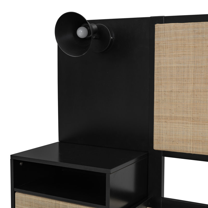 Cadre de lit, design élégant avec lampes