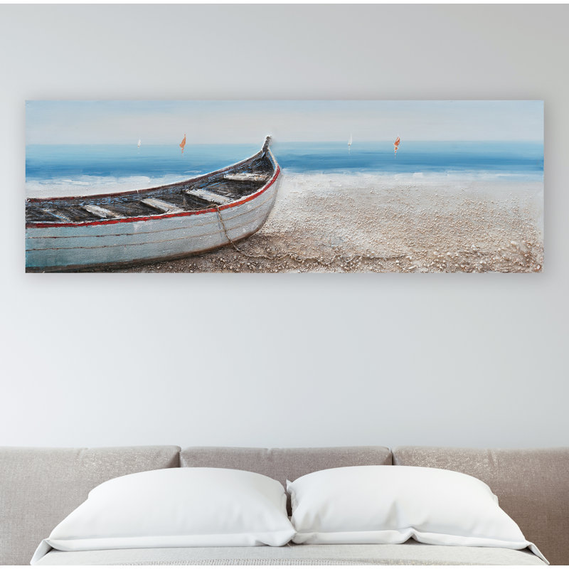 Sur la plage - peinture panoramique sur toile tendue
