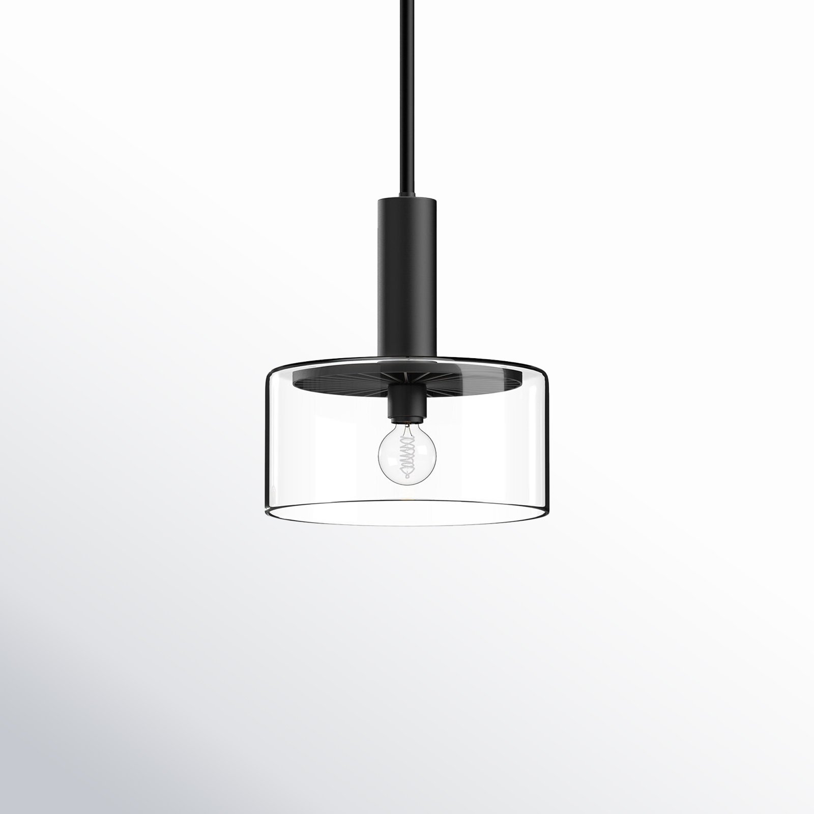 Single Light Glass Pendant, Matte Black