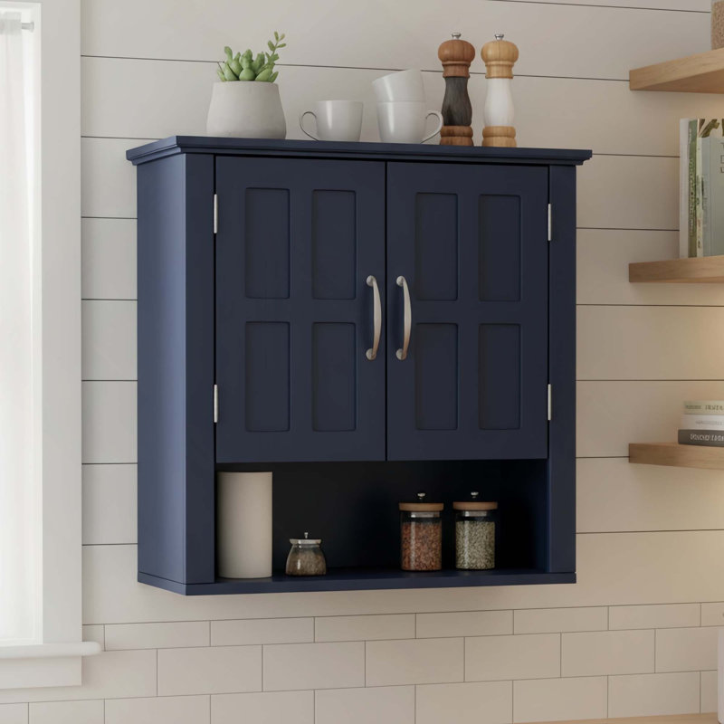 Multi-Functional Bathroom Wall Mounted Storage Cabinet With Adjustable Shelves For Laundry Room & Kitchen & Living Room, Blue