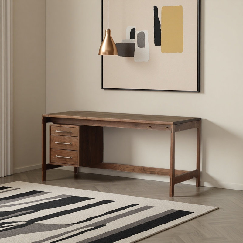 Middle ancient style home desk, Walnut, 29.53" H x 62.99" W x 26.77" D