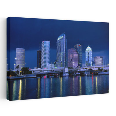 Downtown Skyline At Night, Tampa, Florida, Usa Abstract Modern Architecture City Wall Art