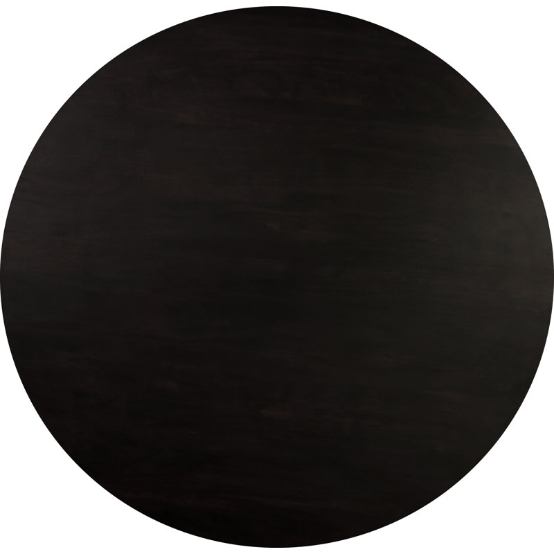 Povera Round Solid Wood Dining Table, Black
