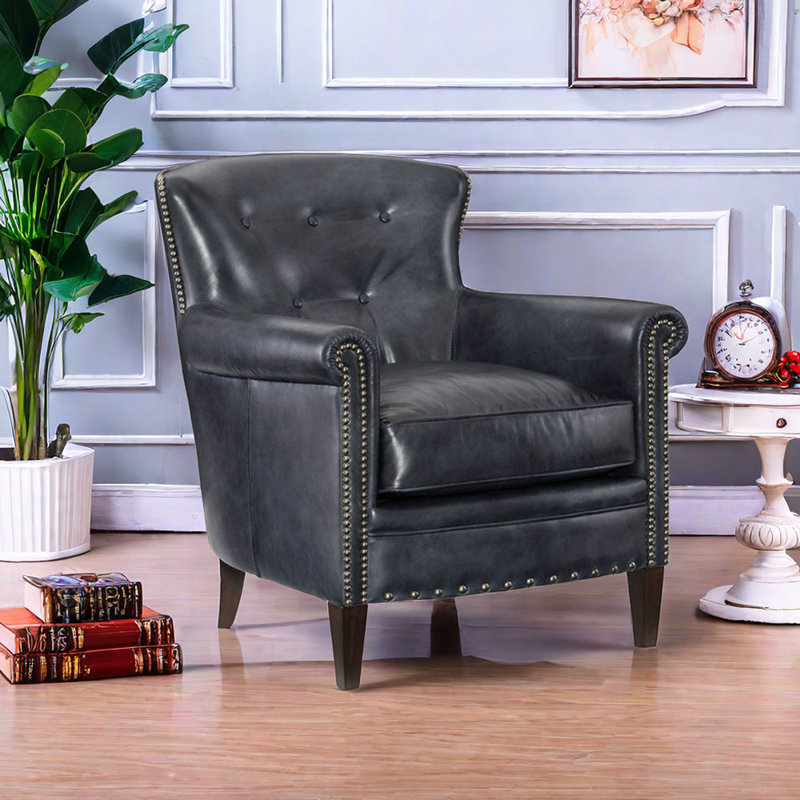 Fauteuil inclinable en similicuir Englbert, Similicuir noir et bleu