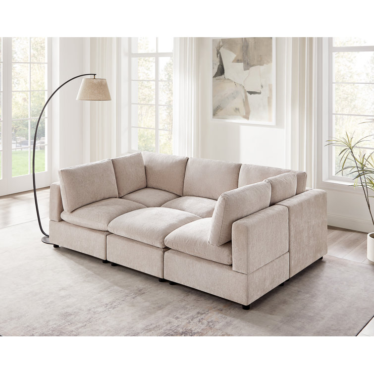 6-Piece Upholstered Symmetrical Sectional, Modular Sofa