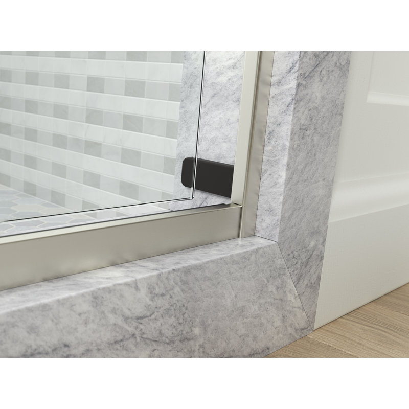 Levity Plus Less Sliding Shower Door, 77-9/16 In. H X 44-5/8 - 47-5/8 In. W, With 5/16 In.-Thick Crystal Clear Glass, Nickel