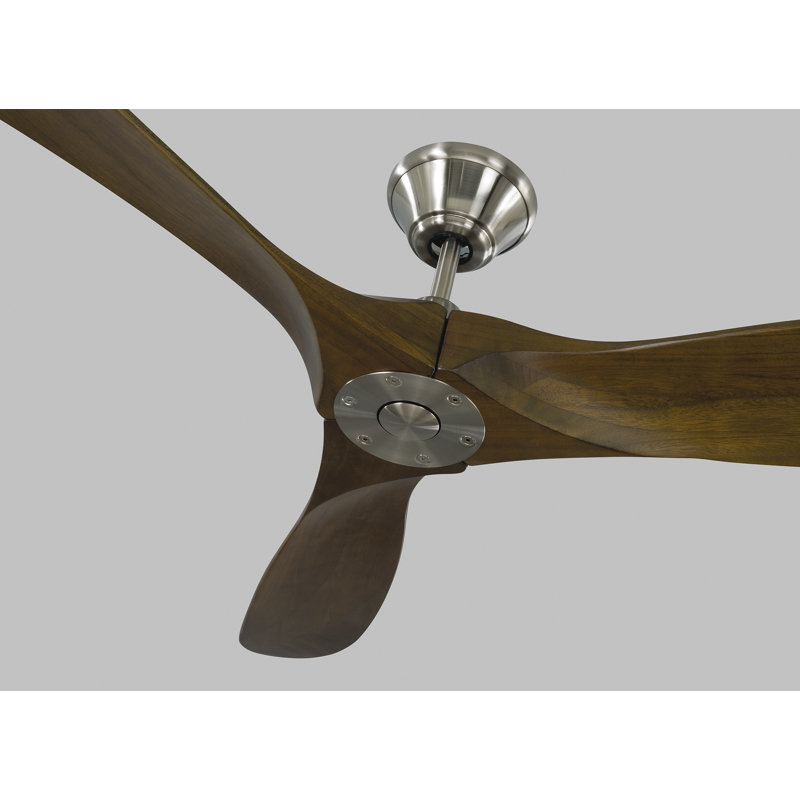 Maverick Downrod Ceiling Fan, Brushed Steel with Dark Walnut Blades, 52 inches