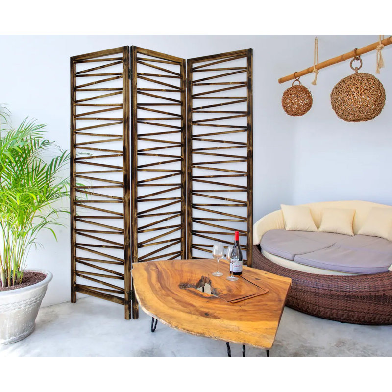 Knocknaboul 60'' W x 72'' H 3 - Panel Solid Wood Folding Room Divider