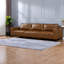Canapé 3 places de luxe en similicuir brun de 284 cm (112 pouces), pieds en bois, style moderne pour salon