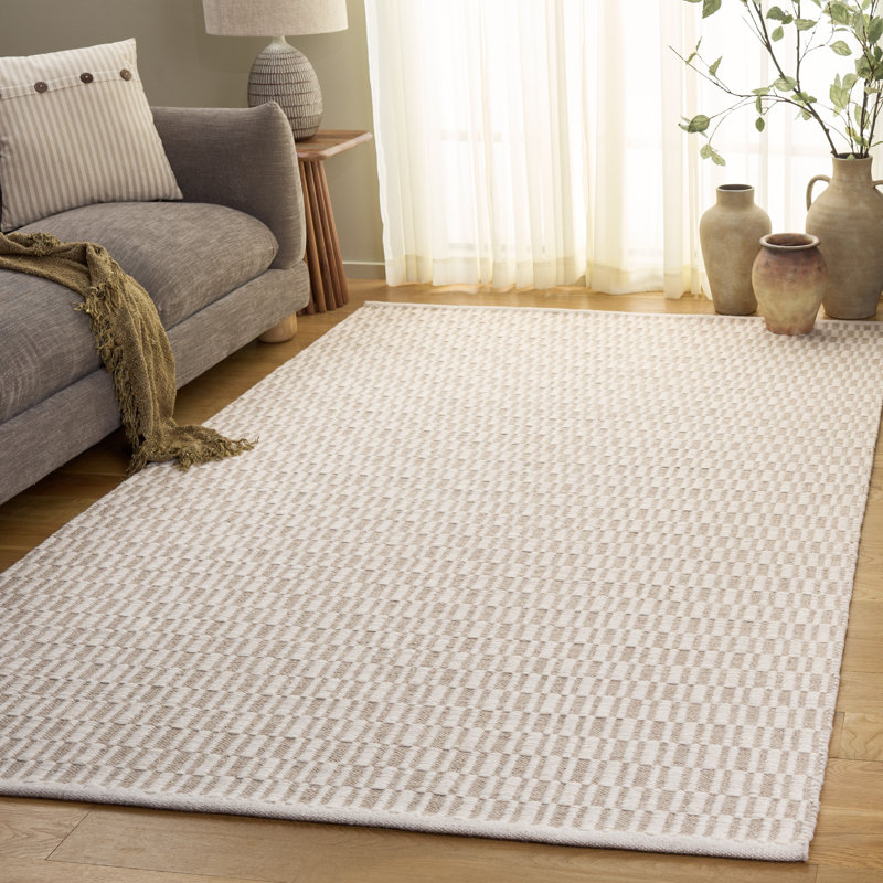 Tapis de couleur unie en coton tissé à la main Vermont, Rectangle de 5 pi x 8 pi