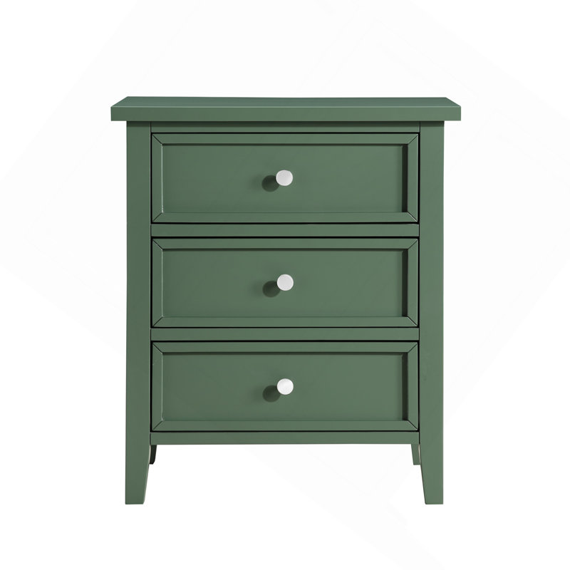Table de chevet 3 tiroirs, Vert antique