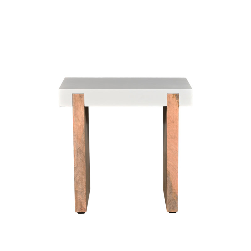 20 Inch Rectangular End Side Table, Mango Solid Wood
