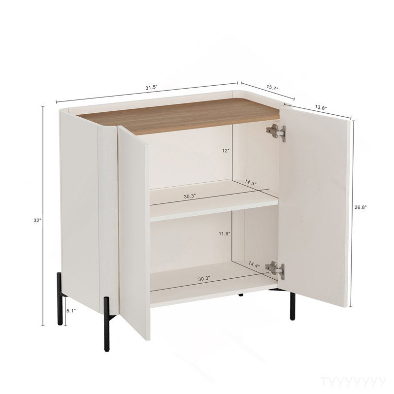 Accent Cabinet In Maple And Off White, Brown/White
