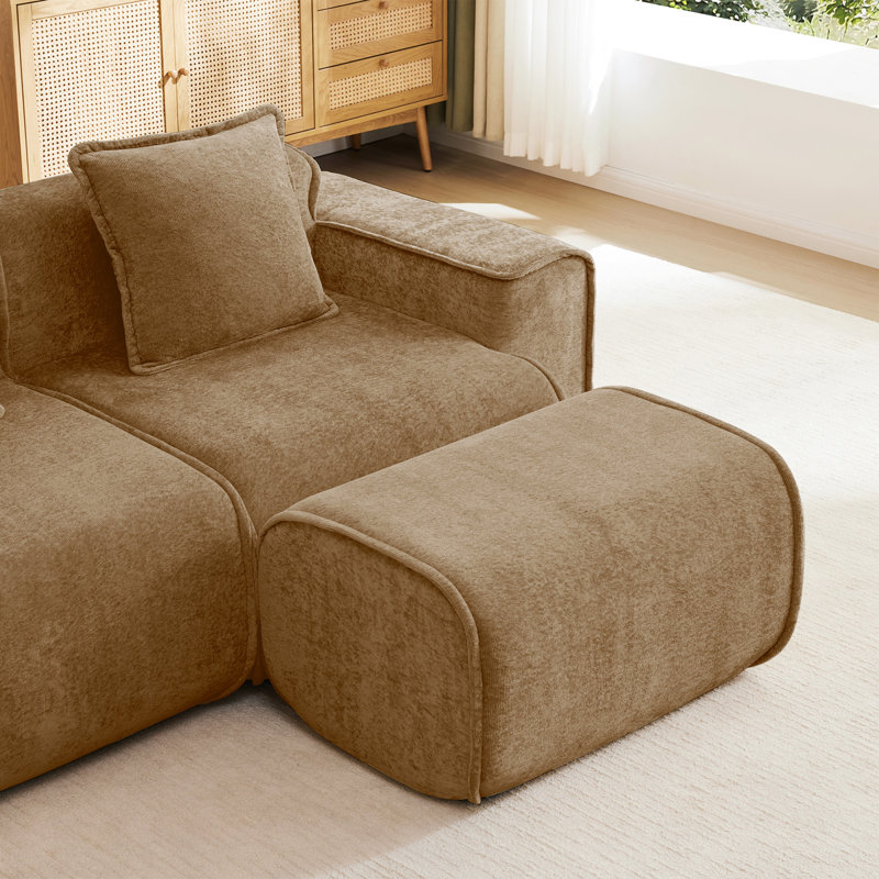 Repose-pieds en velours, Brun