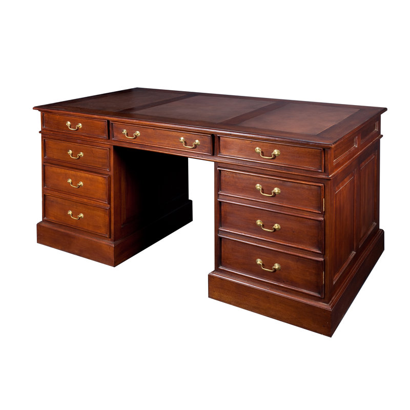 Solid Wood Executive Desk, Brass