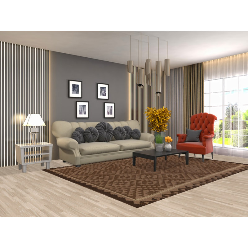 Tapis oriental brun Kilim 7 x 9