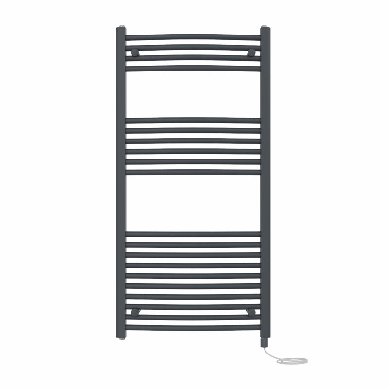 Coady Curved Towel Rail Heated Towel Rails, 120cm H x 60cm W x 5.6cm D, Anthracite