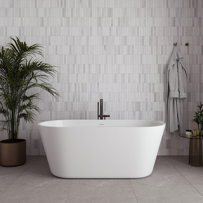 59" Streamline Soaking Freestanding Tub With Internal Drain, Matte Oil Rubbed Bronze