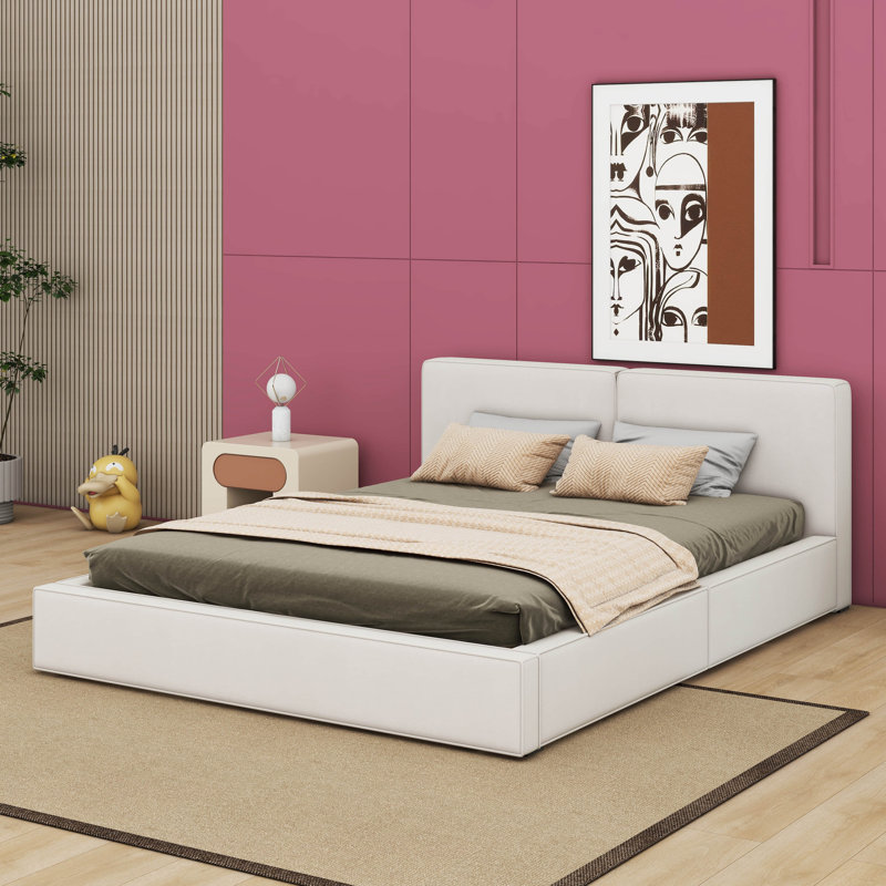 Grand lit tapissier Ramet, Beige