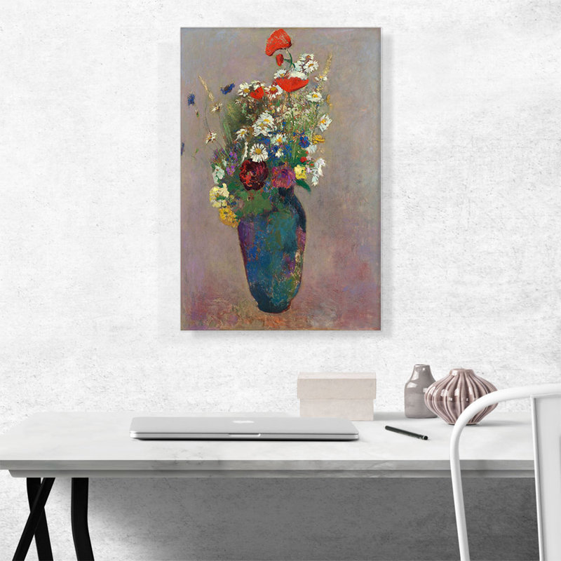 «Vase of Flowers» par Odilon Redon, reproduction d'art sur toile tendue, H 26 po x l 18 po x P 0,75 po