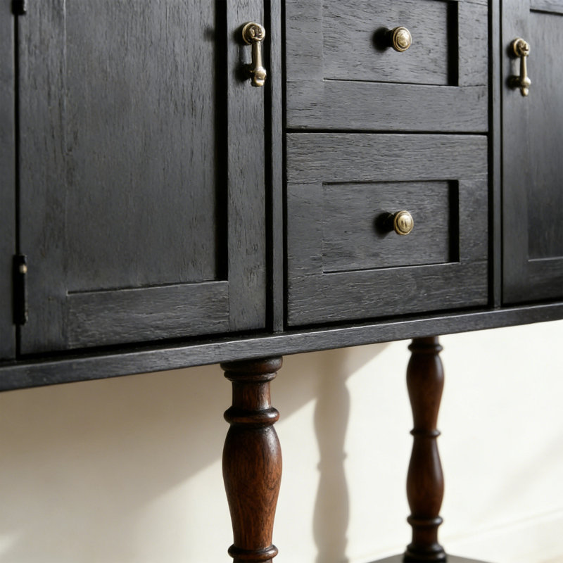 Armoire d'entrée rétro de style français, Noir