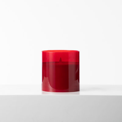 Grandes bougies à DEL en verre rouge sans flamme avec télécommande