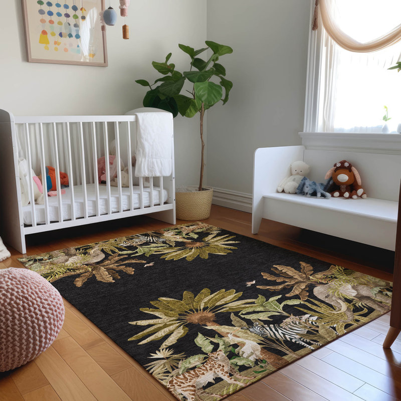 Premium Machine Washable Cerrito AMF203 Midnight Rug, Rectangle 5' x 7'6"