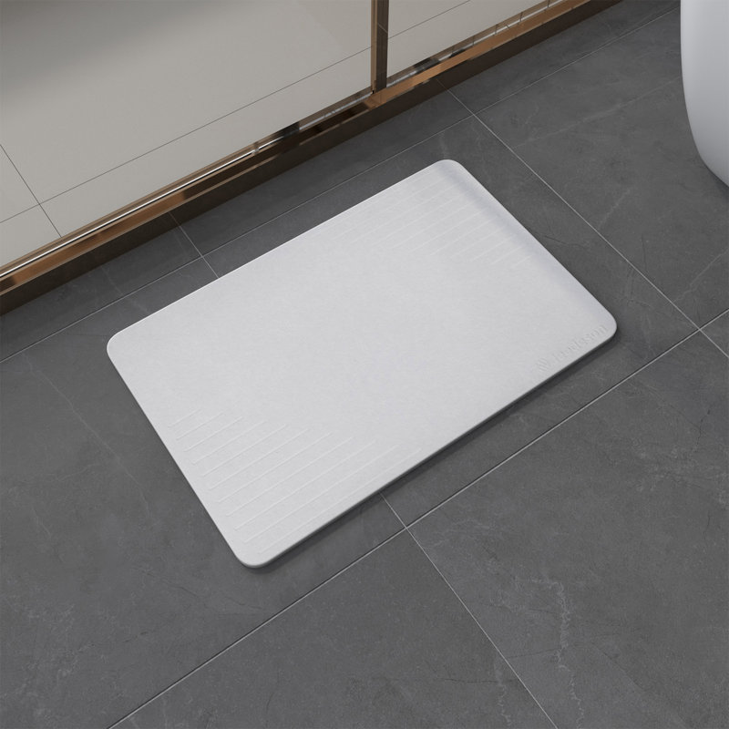 15.35 In. X 23.62 In. Stone Bath Mat, Super Absorbent Quick-Drying Diatomaceous Earth Bath Mat, Grayish White