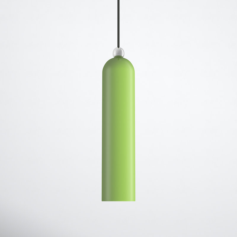 Hanne 1-Light Dimmable Metal Cylinder Pendant, Shiny Apple Green