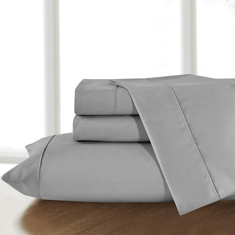 Organic Cotton 100% Cotton Sheet Set, Queen Sheet Set with 2 Pillowcases, Charcoal