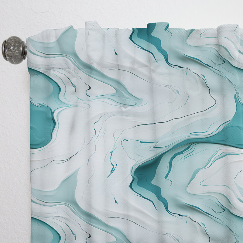 Light Green Zen Marble Harmony Channel - Glam Curtain - Velvet Room Darkening - 1 Panel, 52" W x 63" L