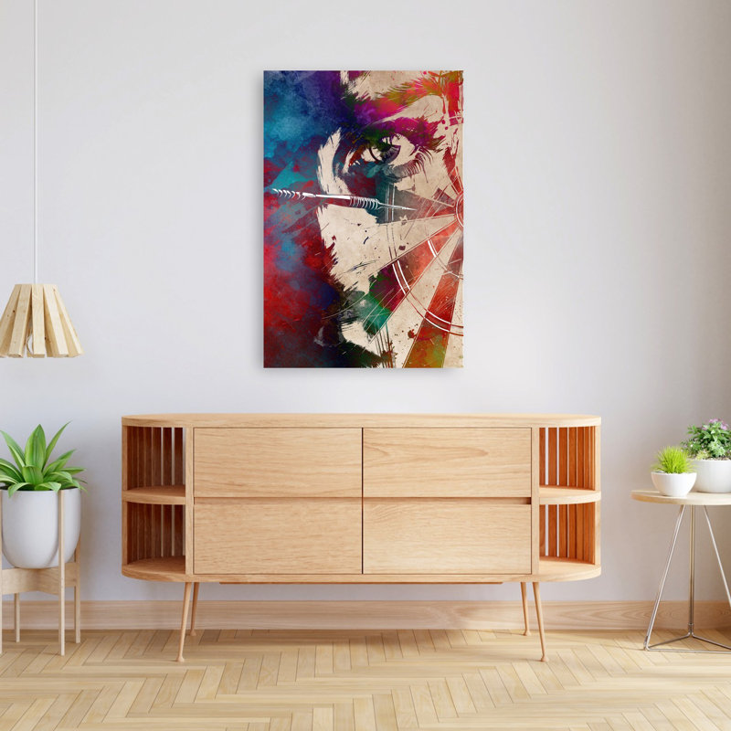 Œil sur cible abstraite, art mural coloré vibrant, H 48 po x l 32 po