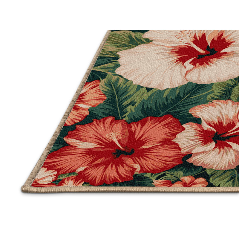 Tapis botanique brun lavable à la machine, Carré 6 pi