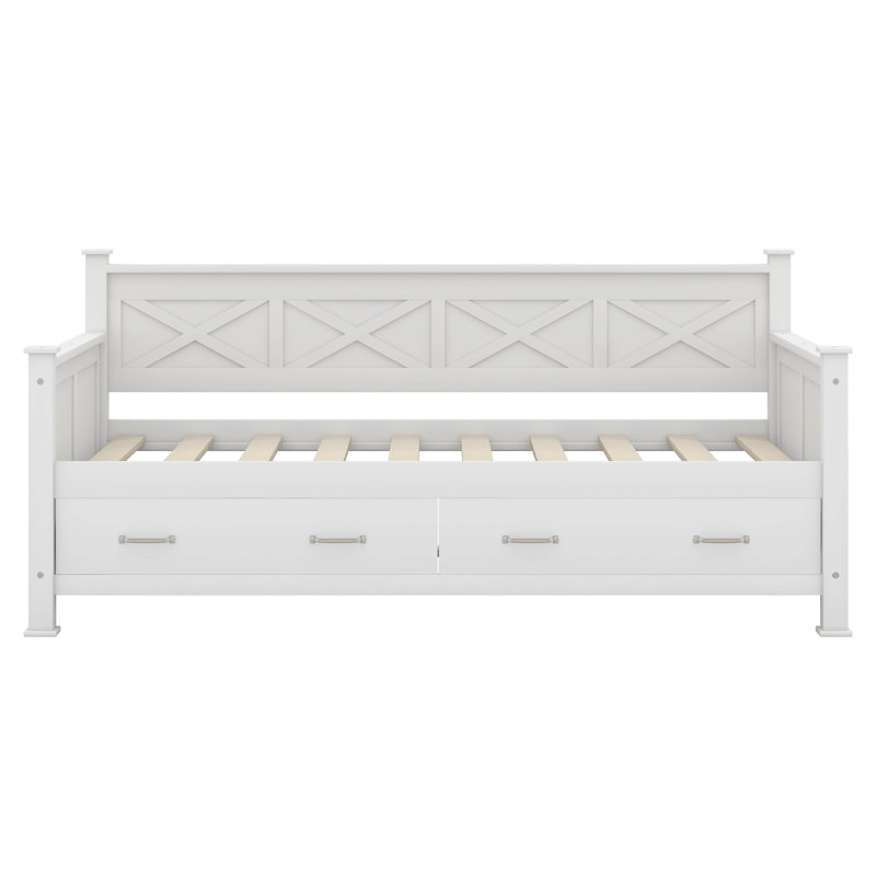 Eford Twin Size Daybed with 2 Large Drawers, White