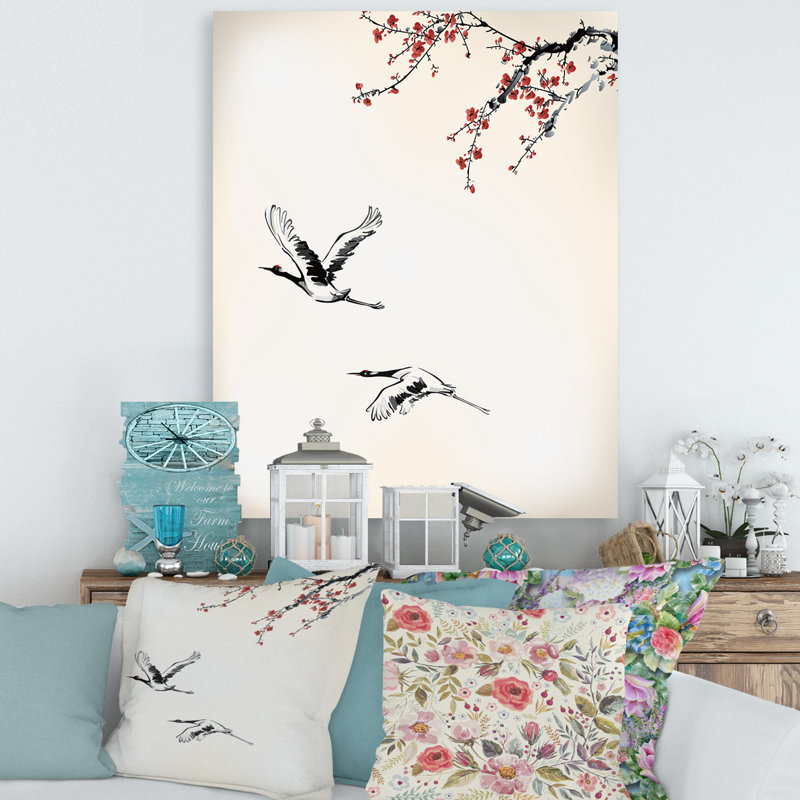 Sweet Winter Birds - peinture sur toile, H 32 po x l 16 po x P 1 po, Toile tendue