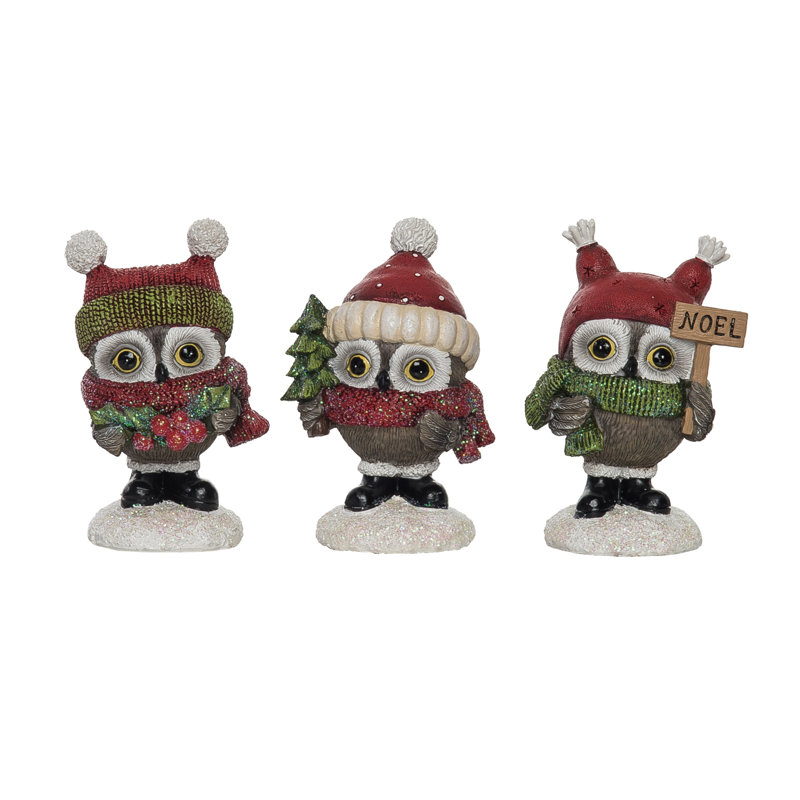  Ensemble de 3 décorations de Noël en résine Sweet Holiday Owls
