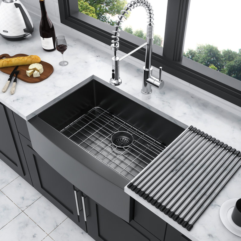 27" Gunmetal Black Kitchen Sink, Stainless Steel 16g, Enhances Functionality, 27x21x10 Inch 27 Inch, Resists Stain And Scratch,
