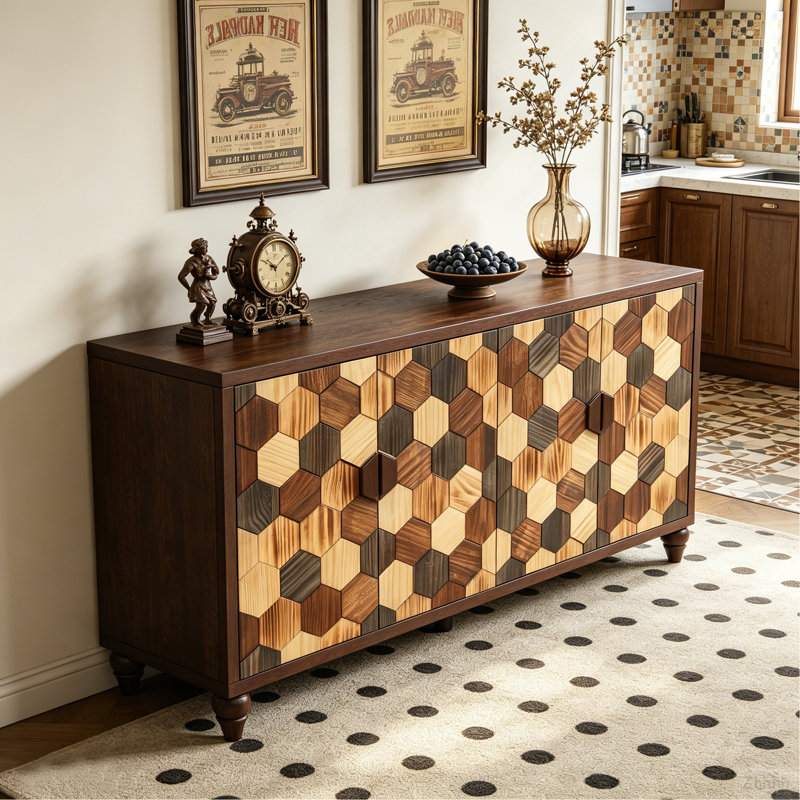 Buffet 59,8 "avec motif en nid d'abeille, armoire d'appoint moderne