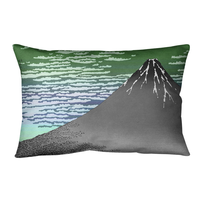 Coussin lombaire à vent clair katsushika hokusai, fine, Vert / bleu ciel, Simili suède