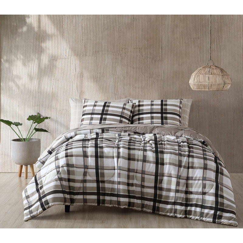 Ensemble d'édredon, Édredon de très grande taille et 6 pièces suppl, Noir / taupe