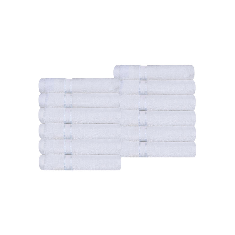 Hotel Turkish Cotton 12-Piece Face Towel Set, Ultra-Plush & Luxury Weight, White
