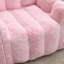 Fauteuil à billes 41 po en fausse fourrure rose avec accoudoirs et anneau de traction, canapé paresseux rembourré en mousse à mémoire de forme avec base antidérapante, facile à nettoyer, sans assemblage, pour la chambre à coucher du salon
