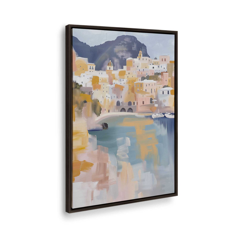 Rives dorées d'Amalfi I, H 31 po x l 21 po, Cadre flottant, Espresso