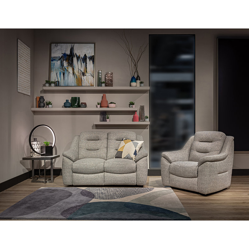Leizel 2 Seater Fixed Pillow Top Arm Sofa in Atlas Zinc Fabric