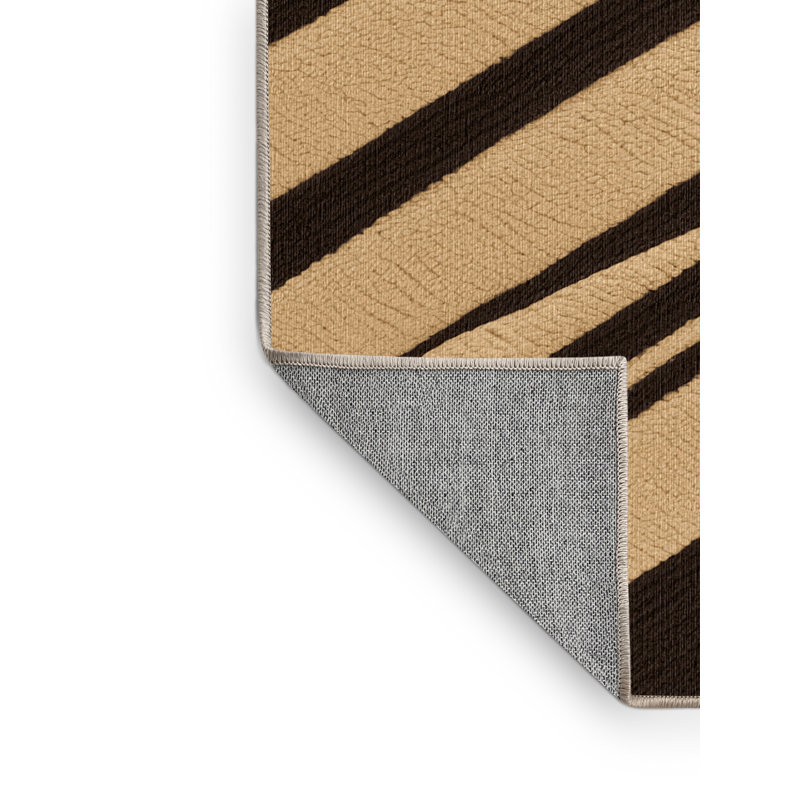  Tapis rayé brun foncé lavable sable, Rectangle 5 pi x 7 pi