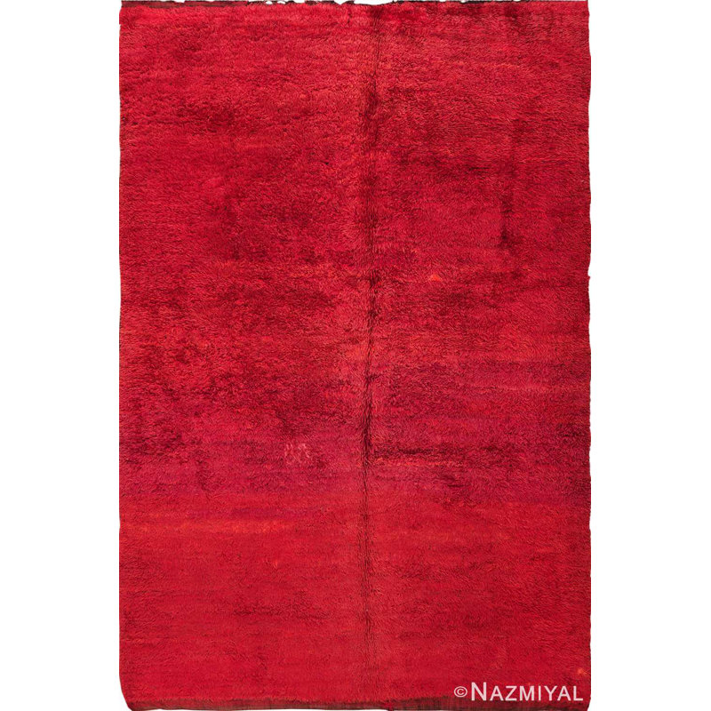 Tapis à poils longs rétro marocain rouge