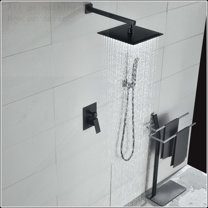 12-Inch Wall Mounted Rain Shower System, Matte Black