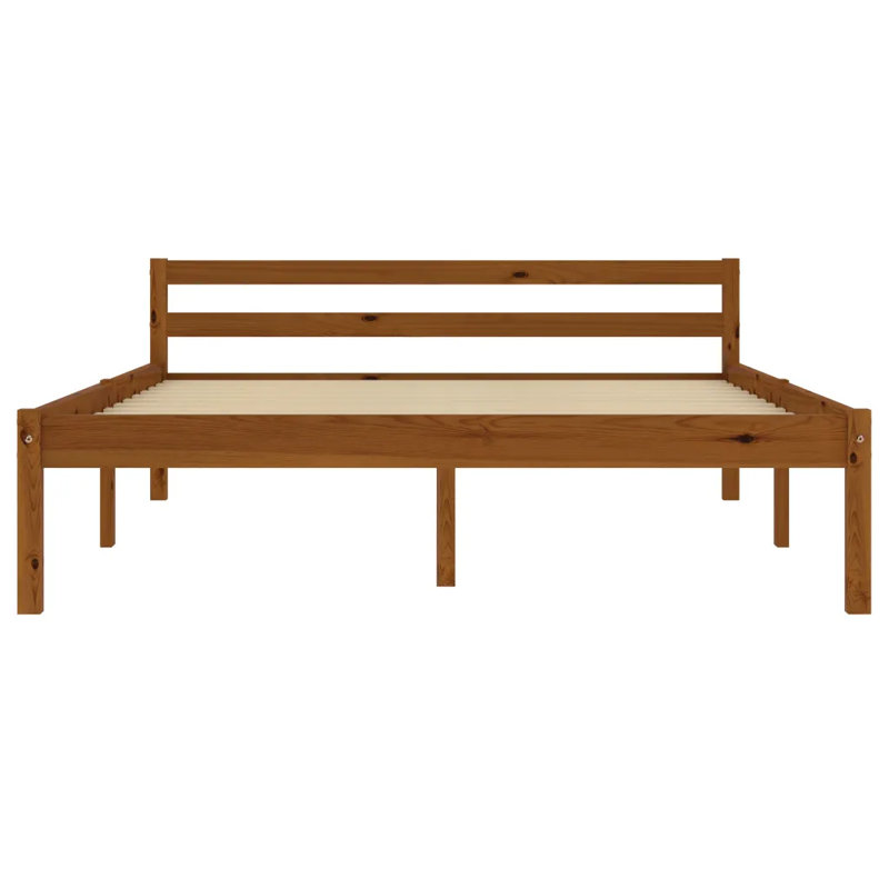 Aaryahi Solid Wood Bed, European Double (140 x 200 cm), Honey Brown